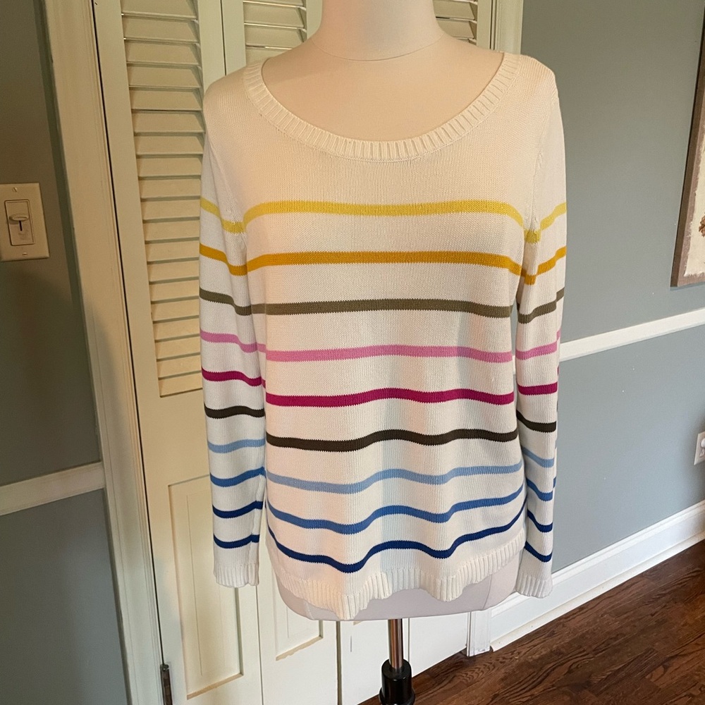 Talbots Crewneck Cotton stripe long sleeve sweater. NWOT.. Ladies Lg